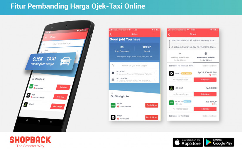 Shopback meluncurkan fitur pembanding harga aplikasi transportasi online