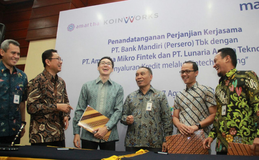 Peresmian kerja sama antara Bank Mandiri dengan Amartha dan KoinWorks / Bank Mandiri