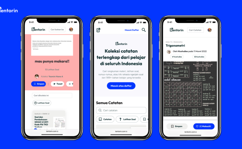 Startup edtech Tentorin hadir menawarkan solusi note-sharing platform untuk siswa SMA dirintis oleh Rafsi Albar (CEO) dan Syahriza Ilmi (CTO)