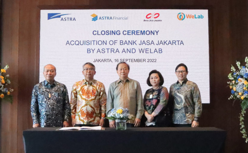 Astra mengumumkan penyelesaian transaksi akuisisi bank komersial di Indonesia, Bank Jasa Jakarta (BJJ), bersama dengan WeLab melalui WeLab Sky Limited