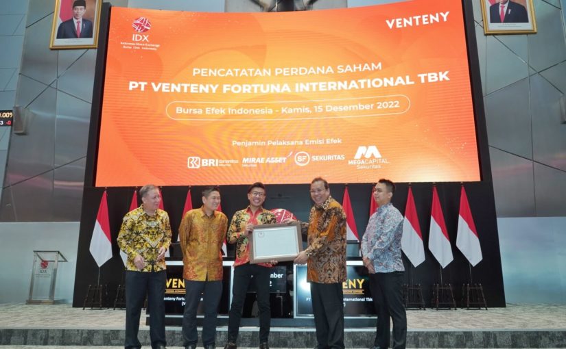 PT Venteny Fortuna International Tbk resmi mencatatkan sahamnya di BEI dan diperdagangkan di Papan Pengembangan dengan kode saham VTNY