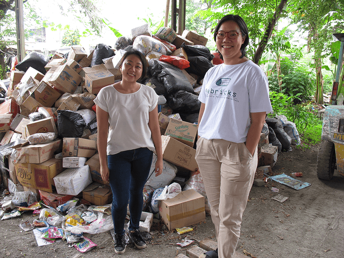 Novita Tan dan Ovy Sabrina pendiri Rebricks, startup impact yang mendaur ulang sampah plastik sekali pakai menjadi bahan bangunan